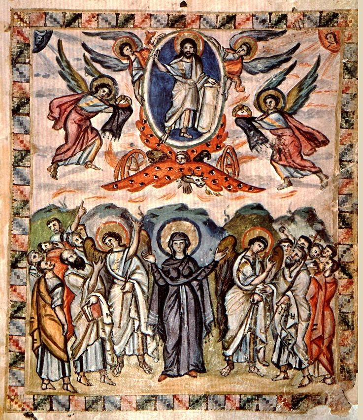 Вознесение Господне. Миниатюра Евангелия Равулы. 586 г. (Библиотека Лауренциана, Флоренция, Италия)